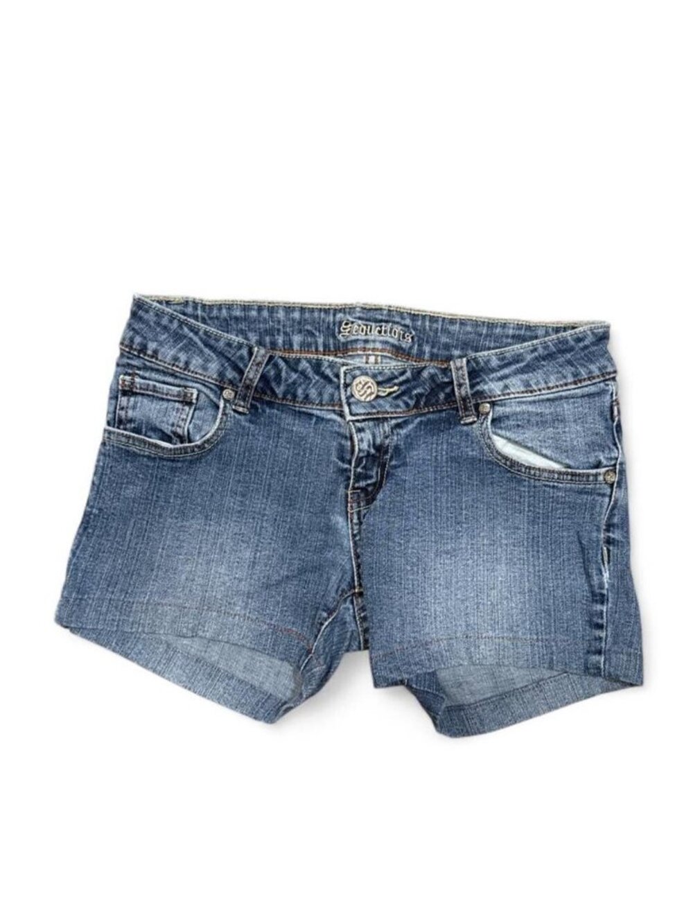 Y2K Seductions Embroidered Low Rise Booty Jean Shorts - Picture 2 of 4
